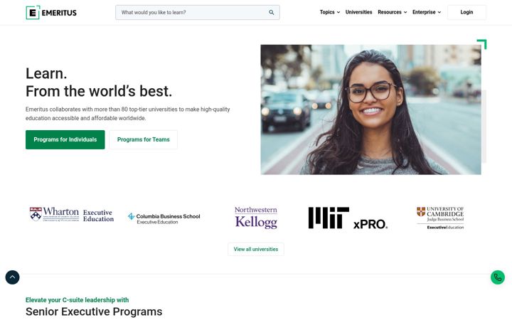 Screenshot of emeritus.com