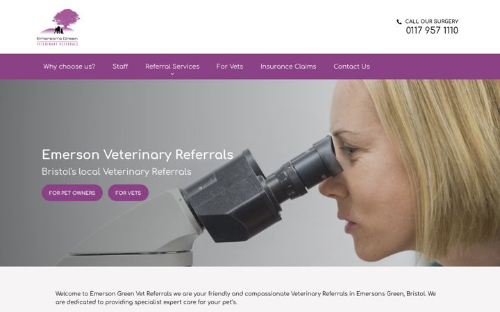 Screenshot of emersonvetreferrals.co.uk