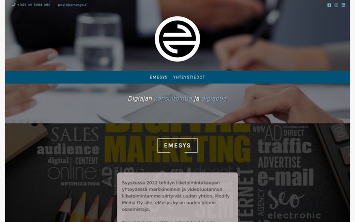 Screenshot of emesys.fi