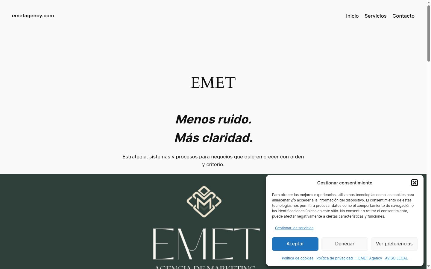 Screenshot del banner di consenso mostrato prima di qualsiasi interazione