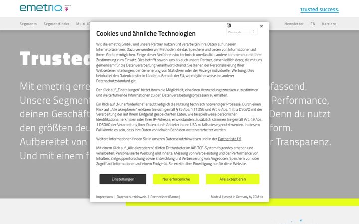 Posnetek zaslona emetriq.com