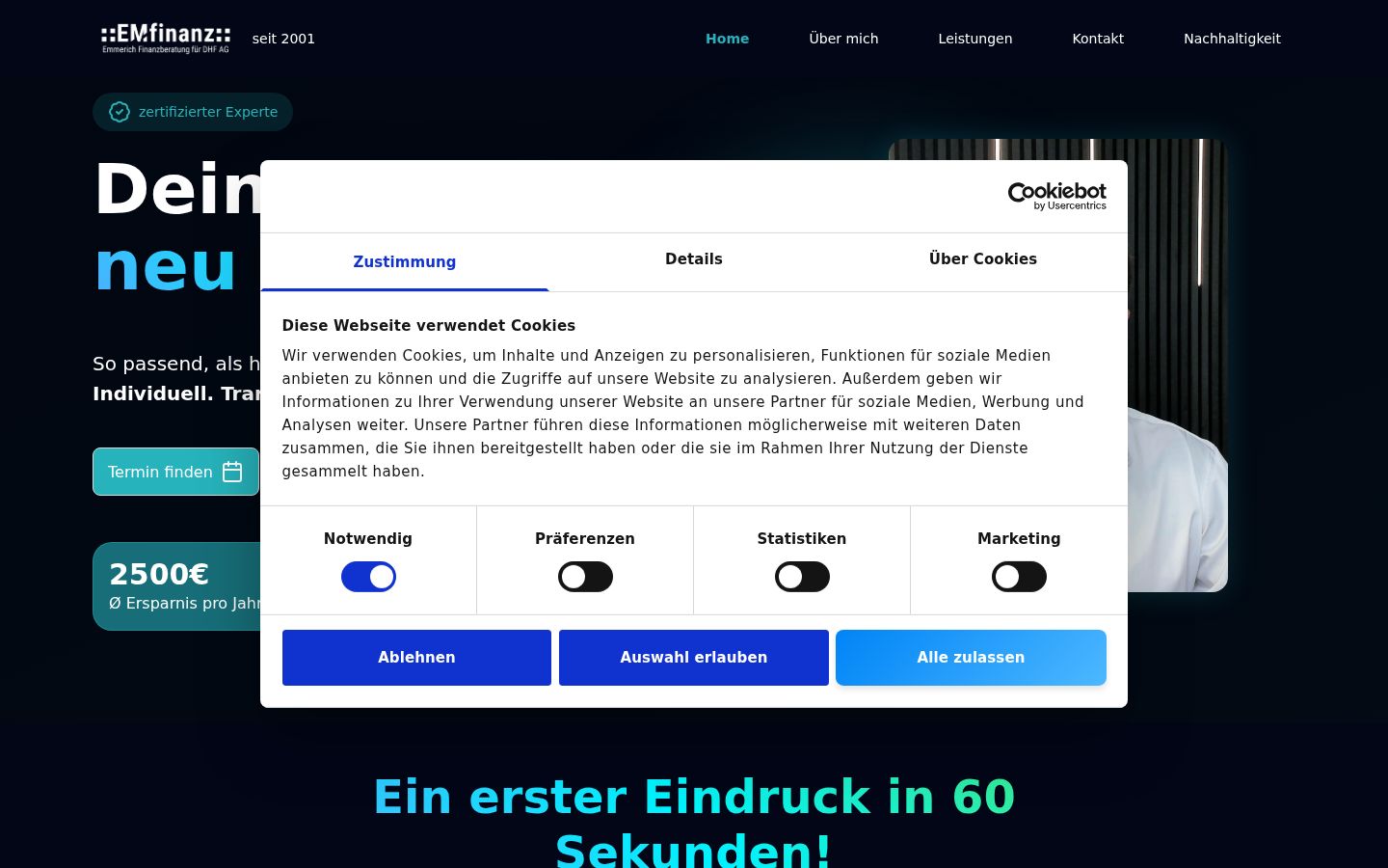 Screenshot of the consent banner shown before any interaction