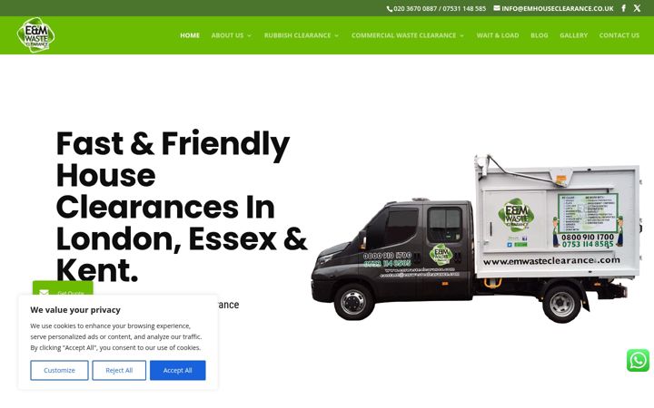 Screenshot of emhouseclearance.co.uk