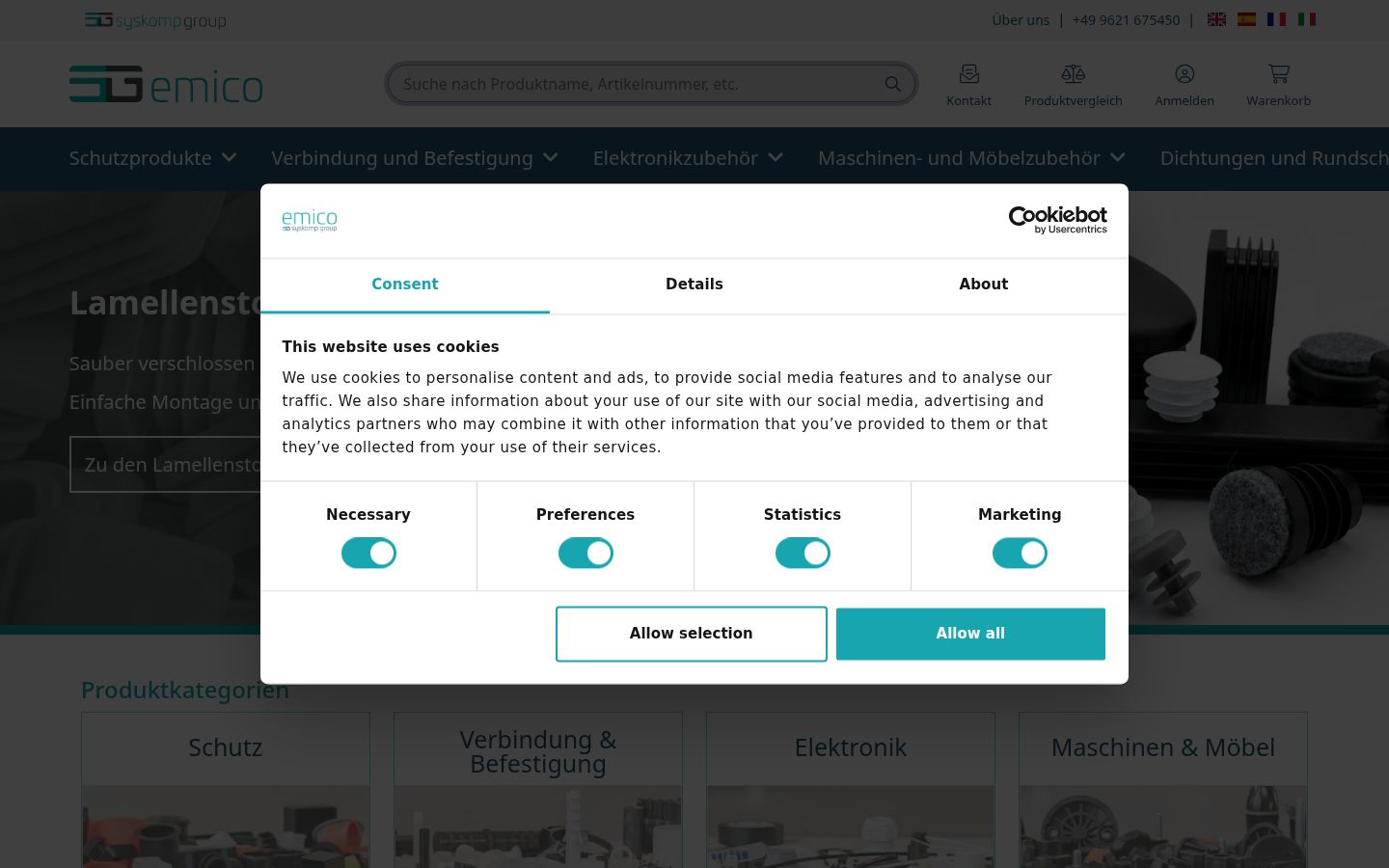Screenshot of the consent banner shown before any interaction