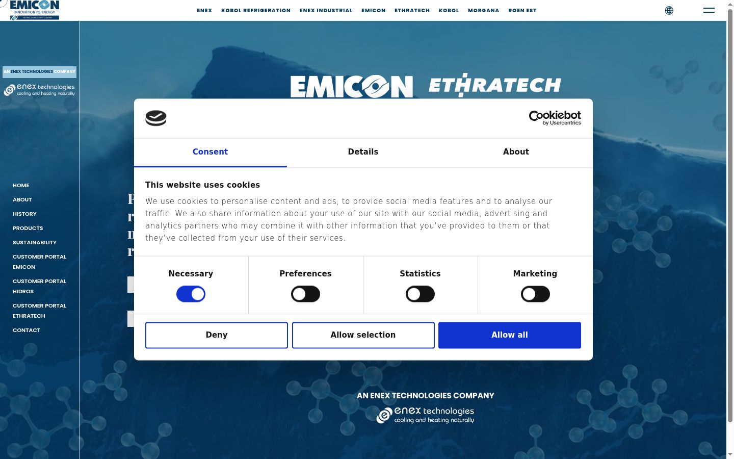 Screenshot of the consent banner shown before any interaction