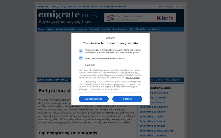Posnetek zaslona emigrate.co.uk