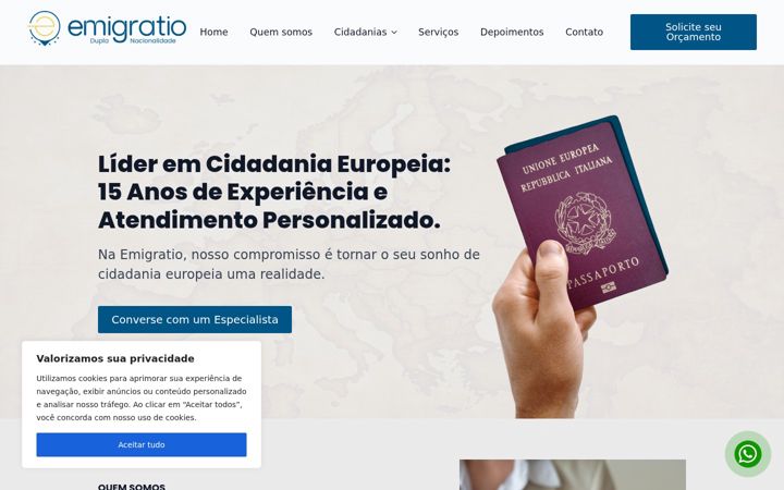 Screenshot of emigratio.com.br