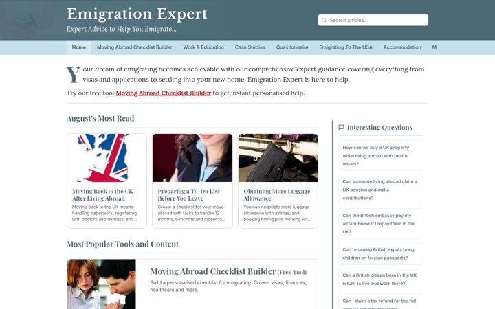 Screenshot of emigrationexpert.co.uk