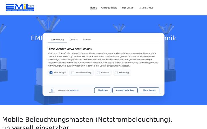 Screenshot of emil-licht.de
