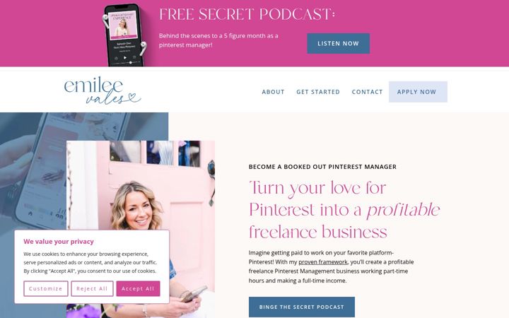 Screenshot of emileevales.com