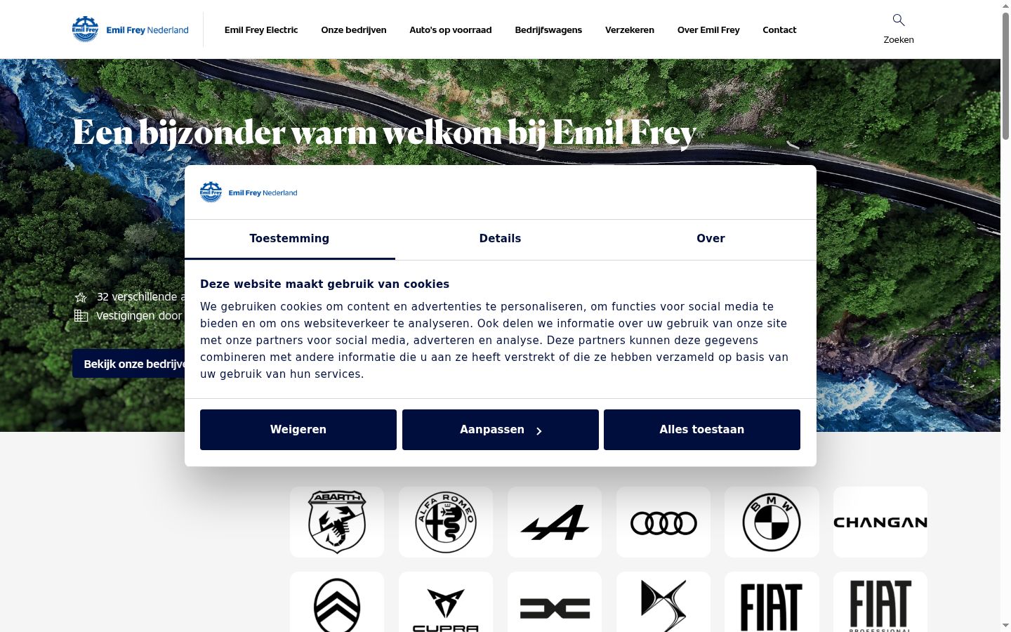 Screenshot del banner di consenso mostrato prima di qualsiasi interazione