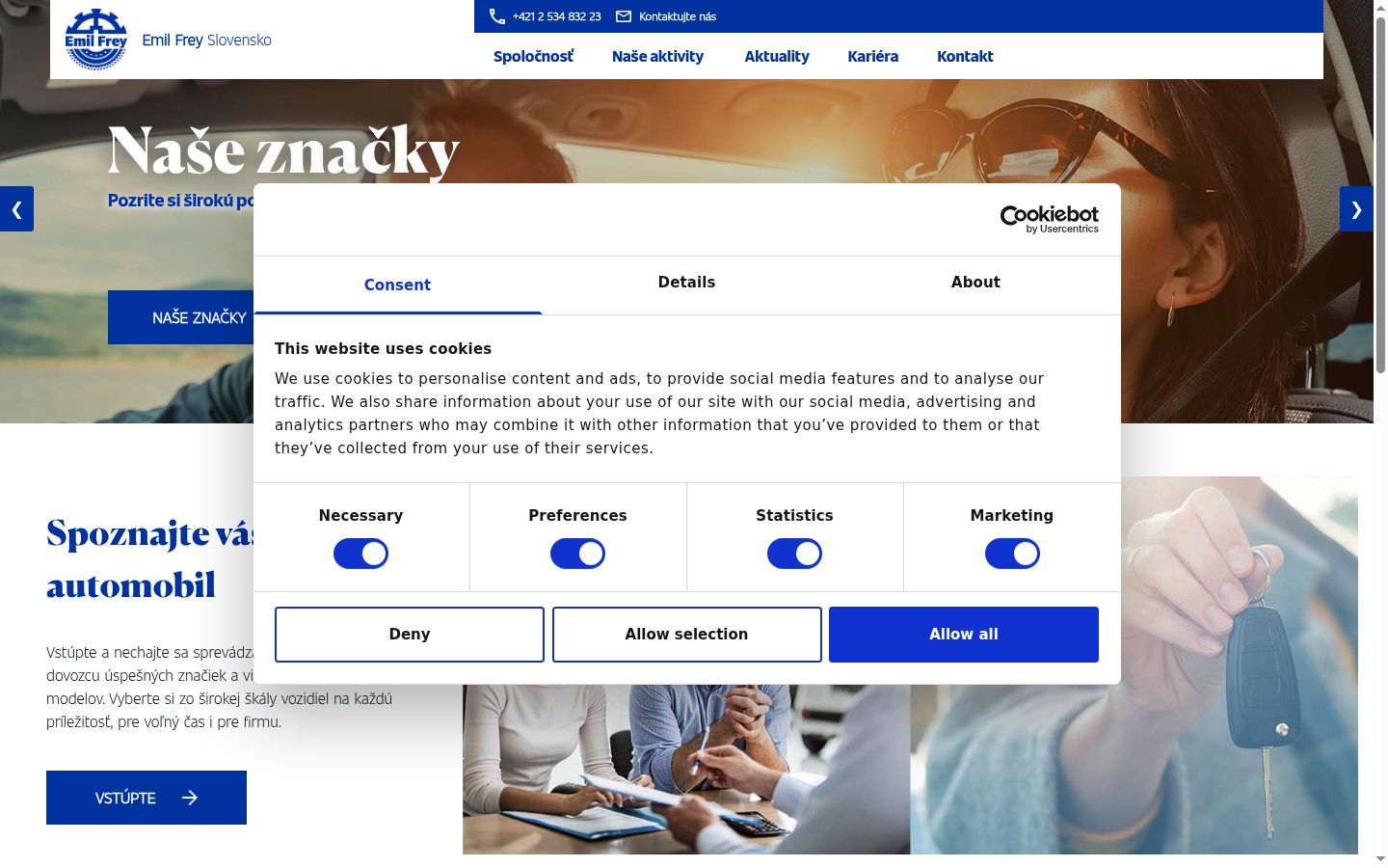 Screenshot of the consent banner shown before any interaction