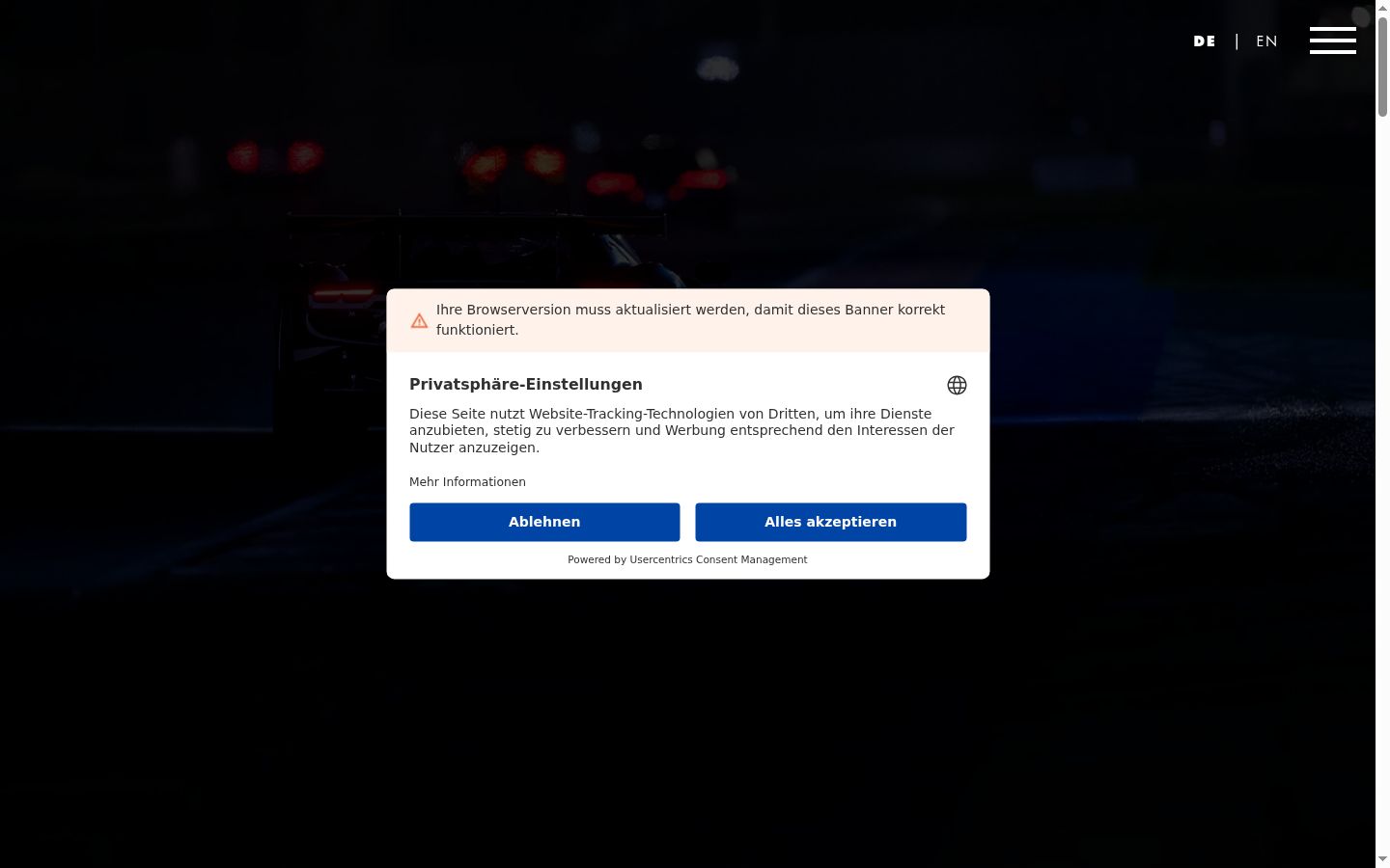 Screenshot του banner συγκατάθεσης που εμφανίστηκε πριν από οποιαδήποτε αλληλεπίδραση