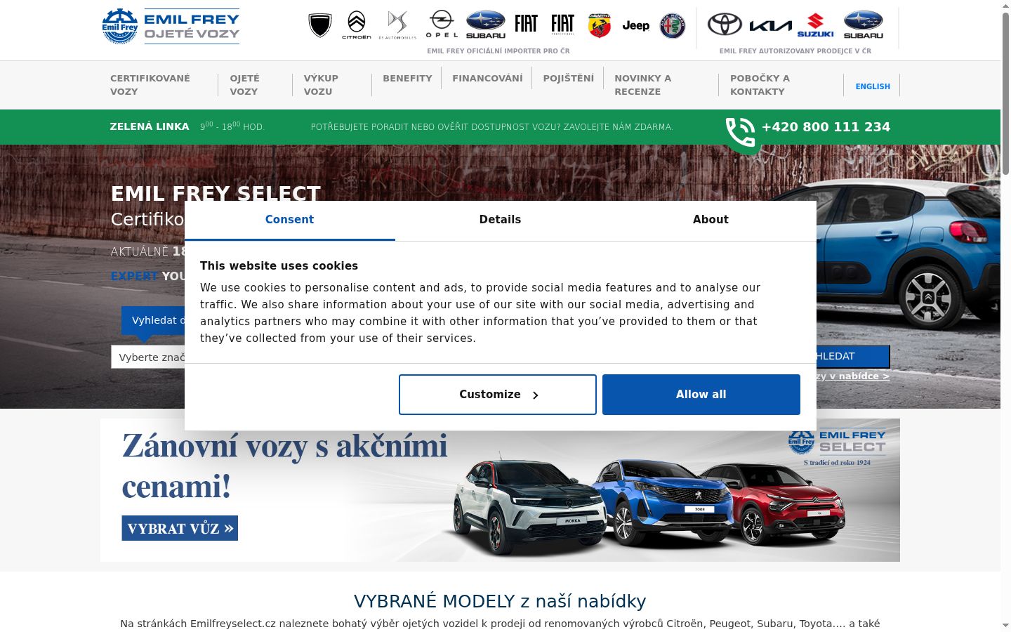 Screenshot del banner di consenso mostrato prima di qualsiasi interazione