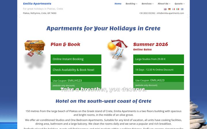 Screenshot of emilia-apartments.com