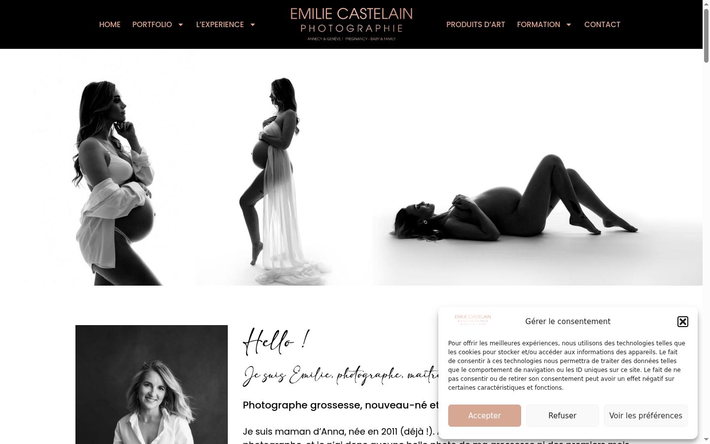 Captura de ecrã do banner de consentimento apresentado antes de qualquer interação