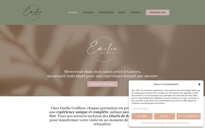 Snímek obrazovky emiliecoiffurecastres.fr
