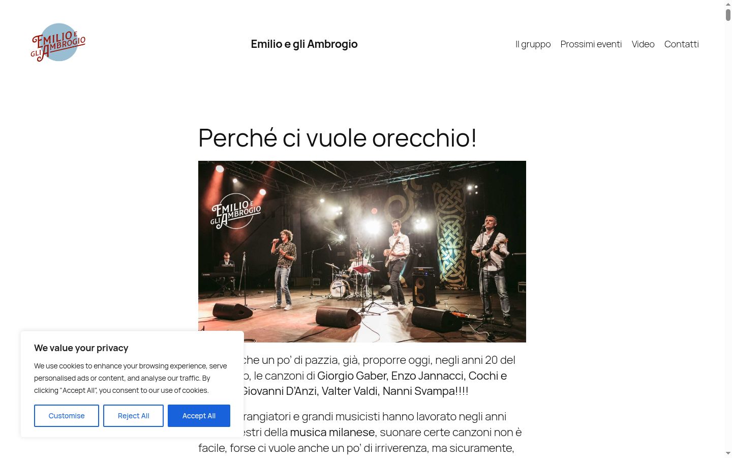Screenshot del banner di consenso mostrato prima di qualsiasi interazione
