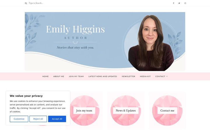 Screenshot of emilyhigginsauthor.co.uk
