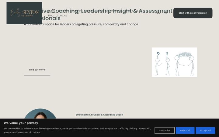 Screenshot of emilysextoncoaching.com