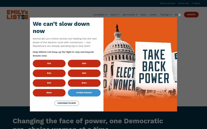 Screenshot of emilyslist.org