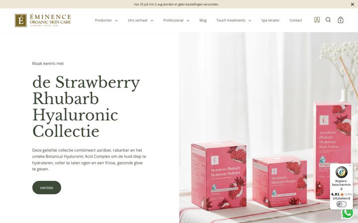 Snímek obrazovky eminenceorganics.nl