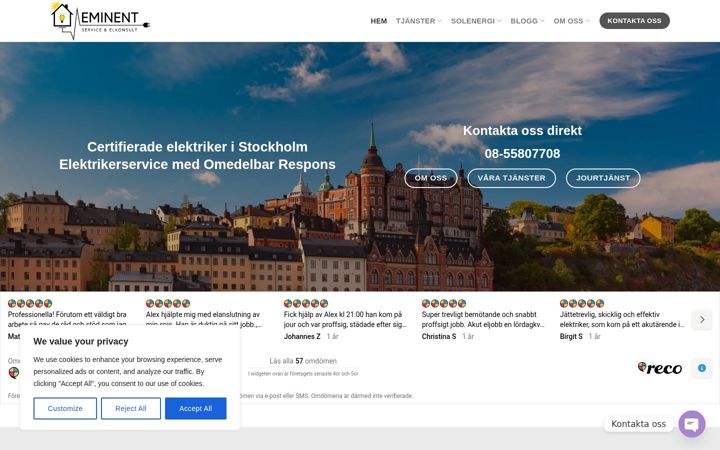 Skjermbilde av eminentel.se