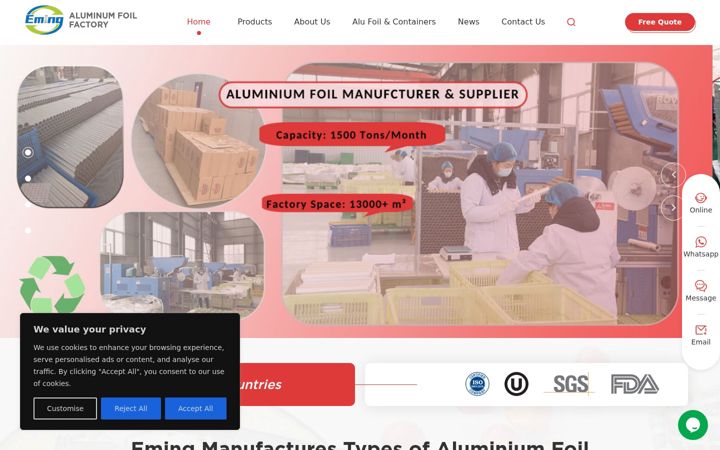 Screenshot of emingfoil.com