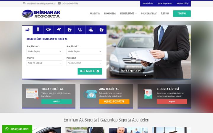 Екранна снимка на emirhanaksigorta.com.tr