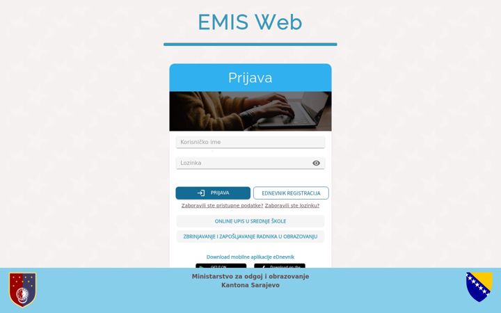 Screenshot of emis.edu.ba