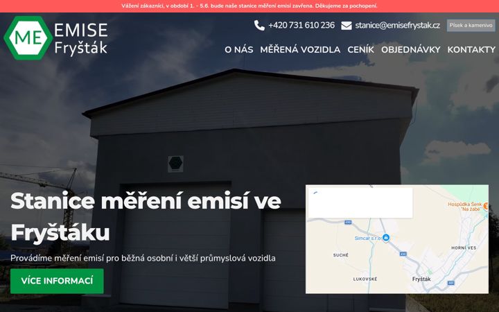 Snímek obrazovky emisefrystak.cz