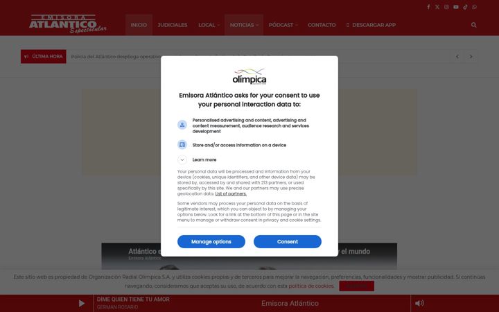 Screenshot stránky emisoraatlantico.com.co