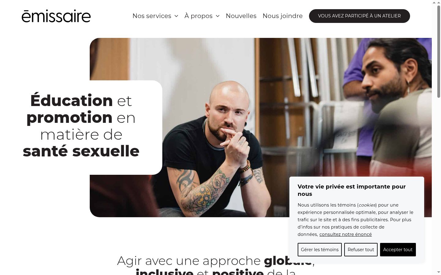 Captura de ecrã do banner de consentimento apresentado antes de qualquer interação