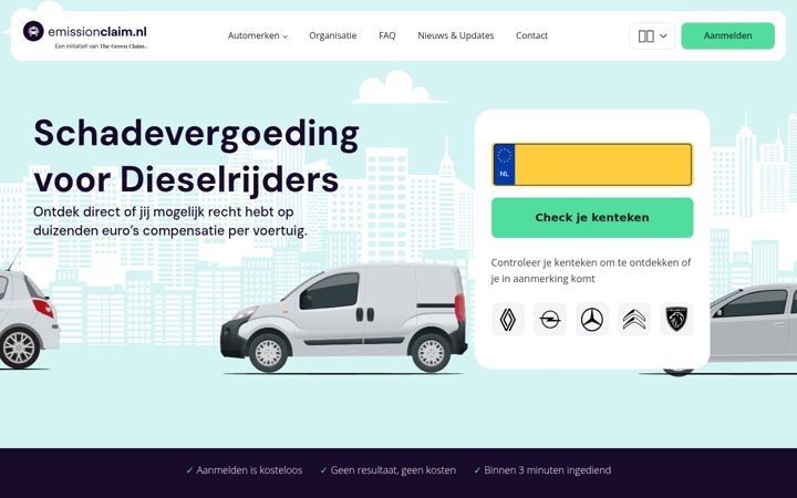 Screenshot von emissionclaim.nl