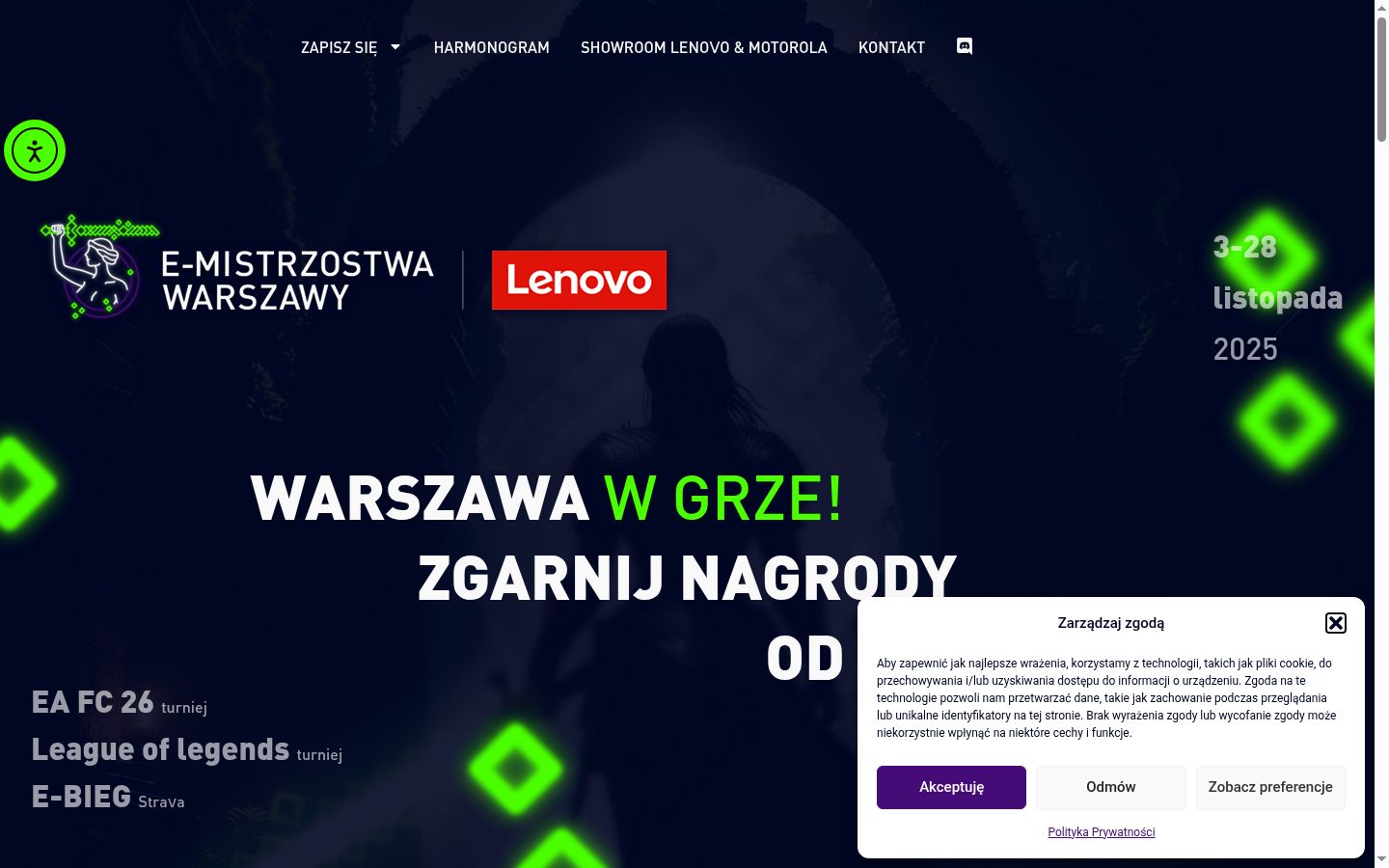 Ekrānuzņēmums ar piekrišanas baneri, kas tika rādīts pirms jebkādas mijiedarbības