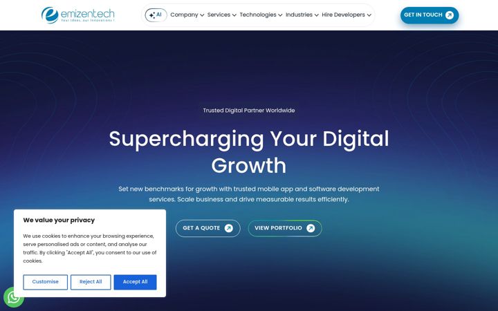 Screenshot of emizentech.com