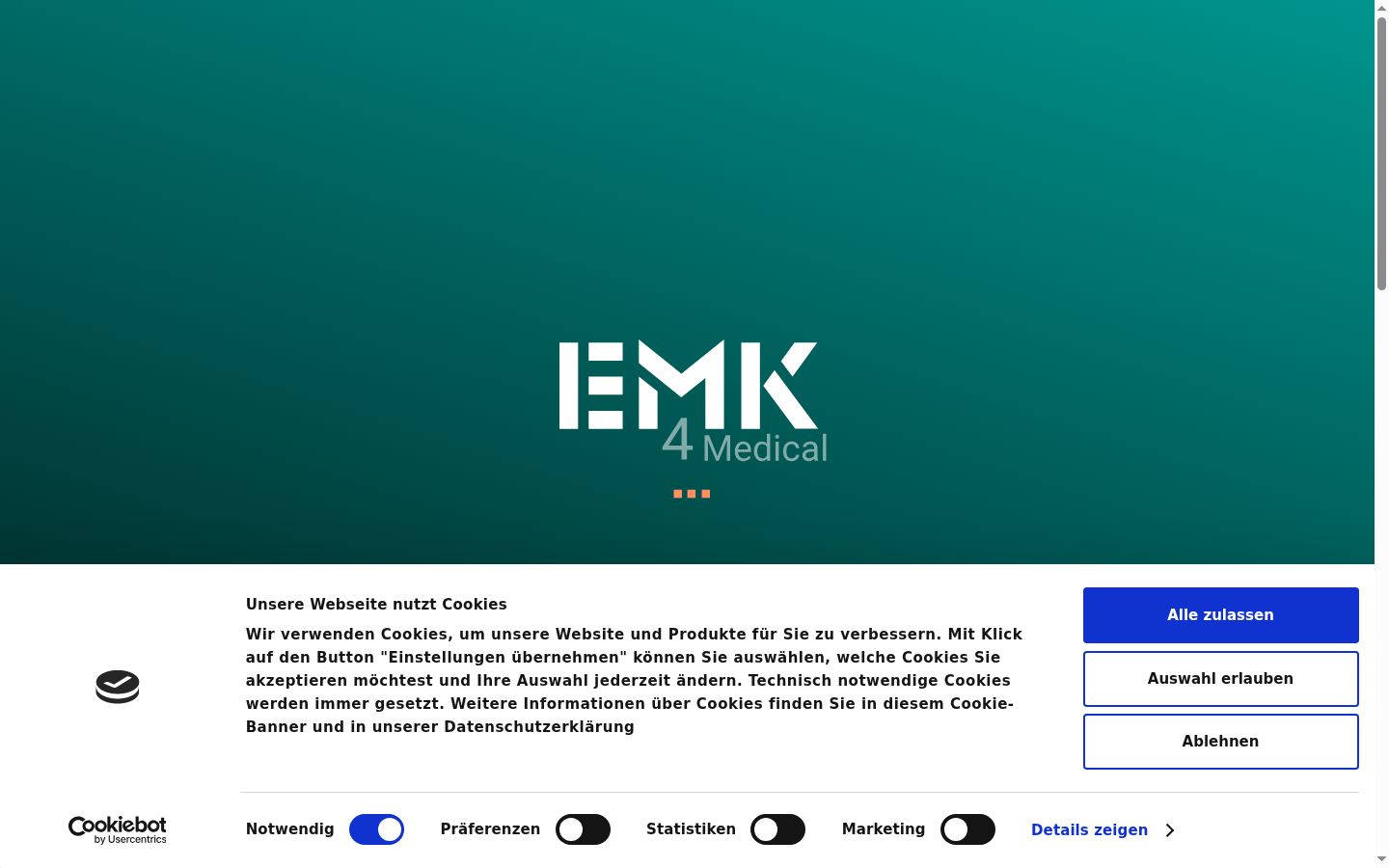 Captura de pantalla del banner de consentimiento mostrado antes de cualquier interacción