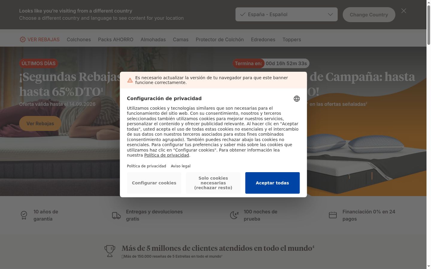 Screenshot des Einwilligungsbanners vor jeglicher Interaktion