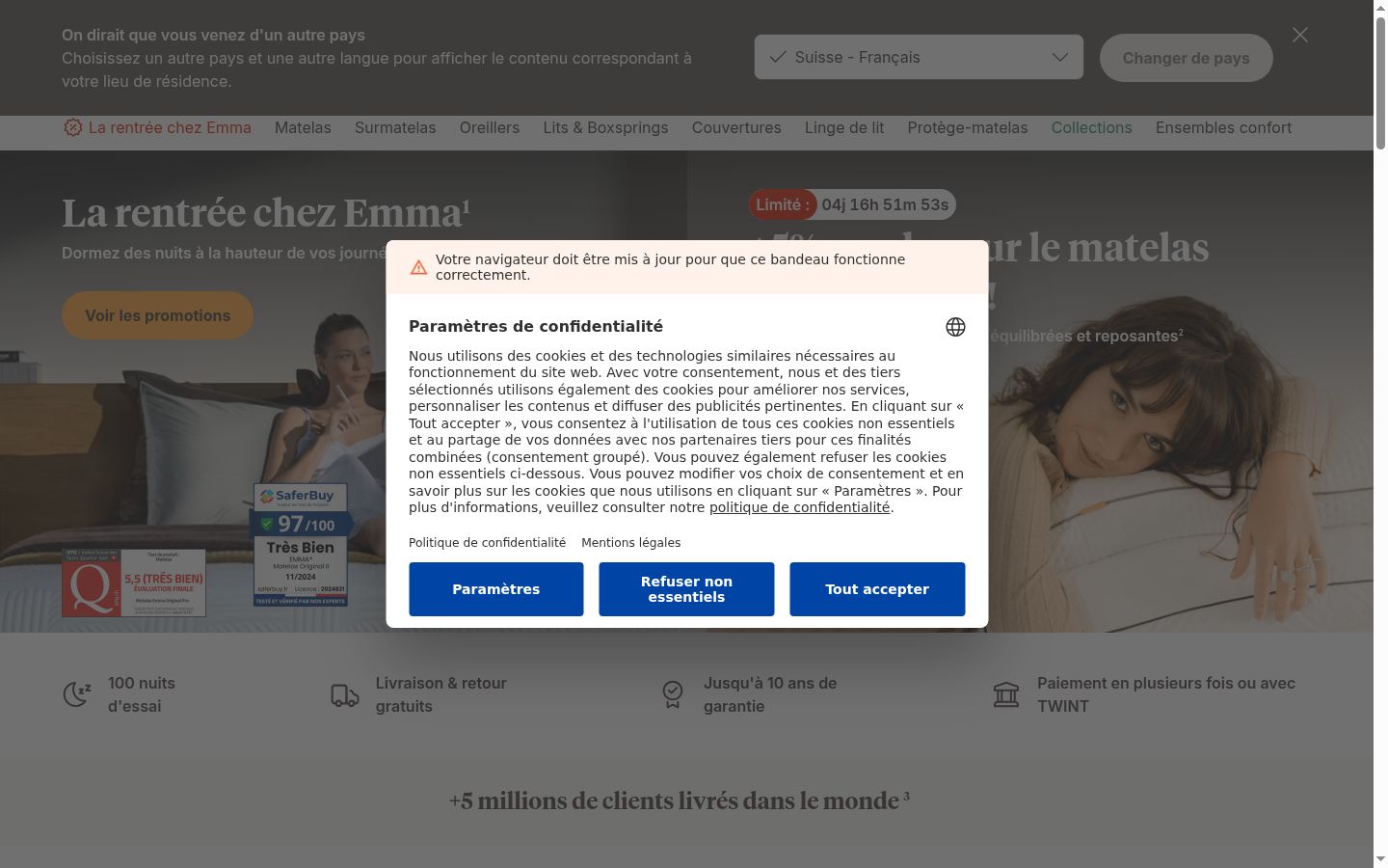 Zrzut ekranu banera zgody wyświetlanego przed jakąkolwiek interakcją