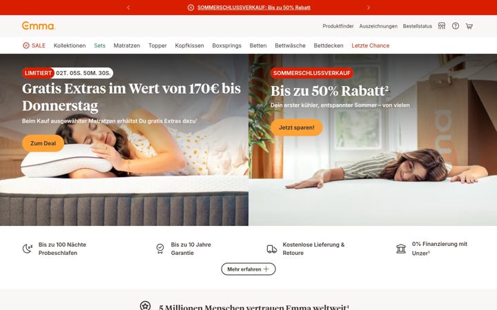 Screenshot of emma-matratze.de