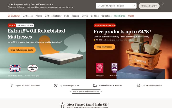 Screenshot of emma-sleep.co.uk