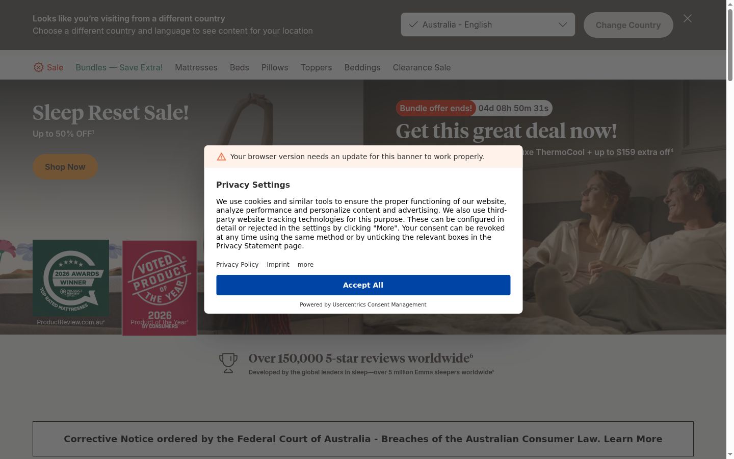Screenshot of the consent banner shown before any interaction