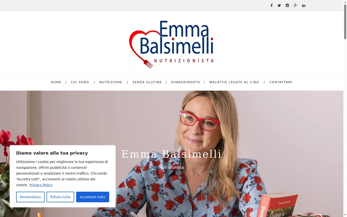 Screenshot del banner di consenso mostrato prima di qualsiasi interazione