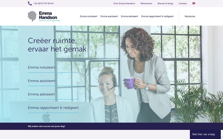 Screenshot von emmahandson.nl