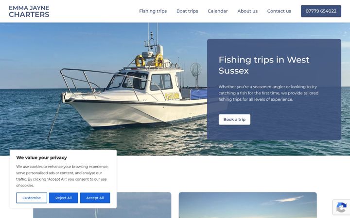 Screenshot of emmajaynecharters.co.uk
