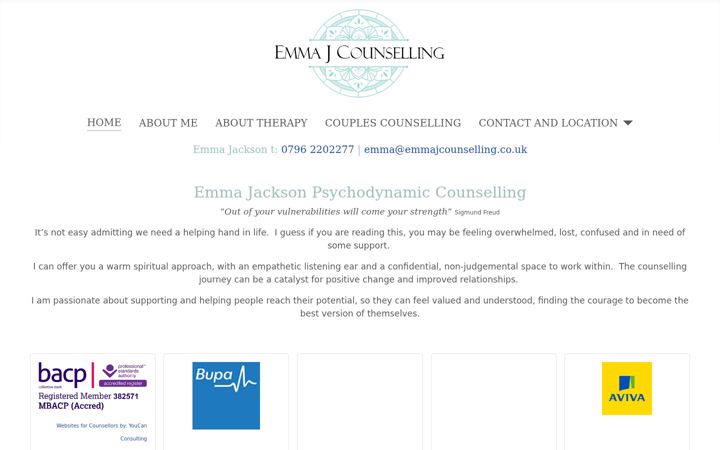 Screenshot of emmajcounselling.co.uk