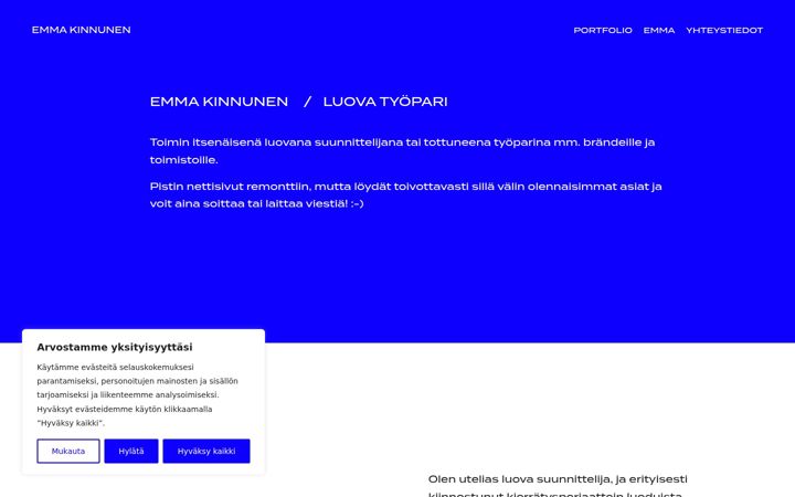 Screenshot of emmakinnunen.com