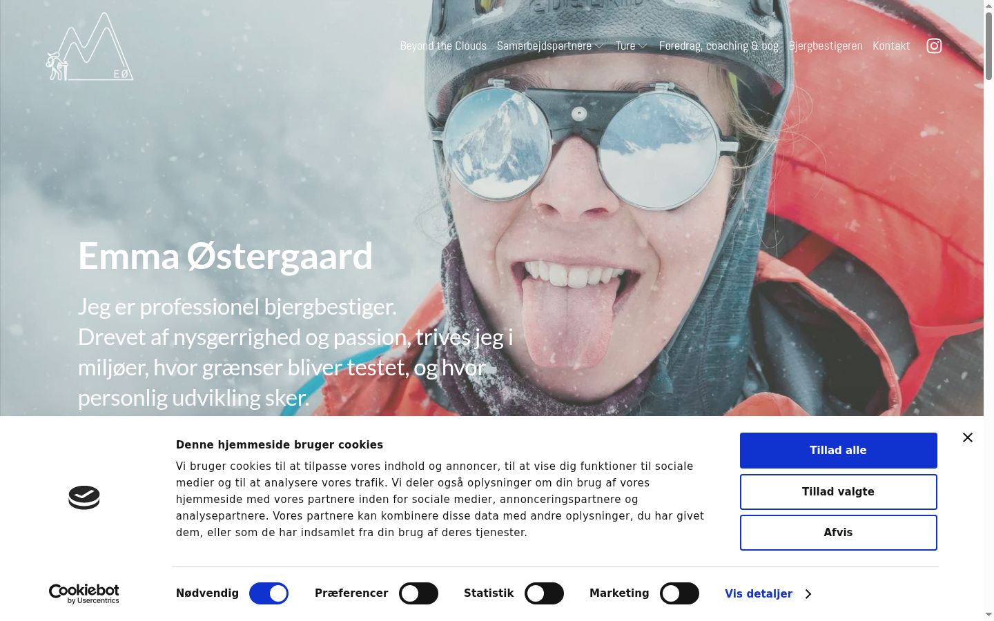 Skärmbild av samtyckesbannern som visades före någon interaktion