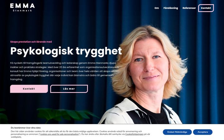 Skjermbilde av emmastenmark.se