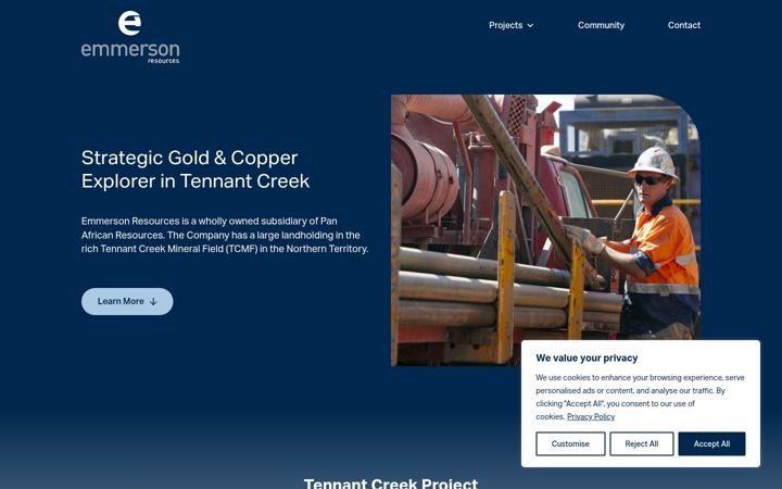 Screenshot ta' emmersonresources.com.au